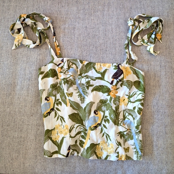 Reformation Tropical Print Tank Top - Green and Yellow - Picture 1 of 3